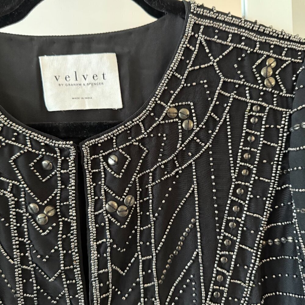 NEW Velvet by Graham and Spencer Beaded Jacket Size Small Color Black - Picture 4 of 7